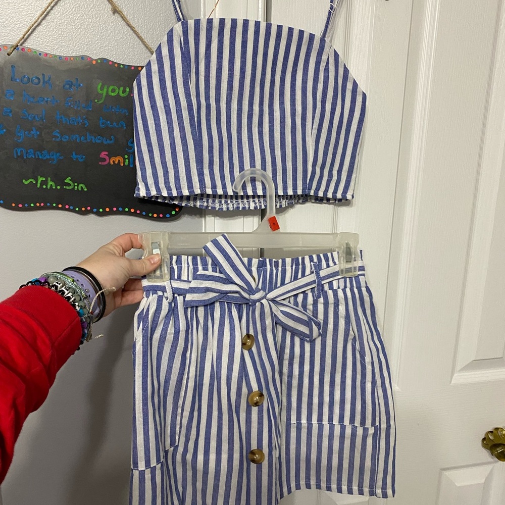 Two piece crop top and skirt combo